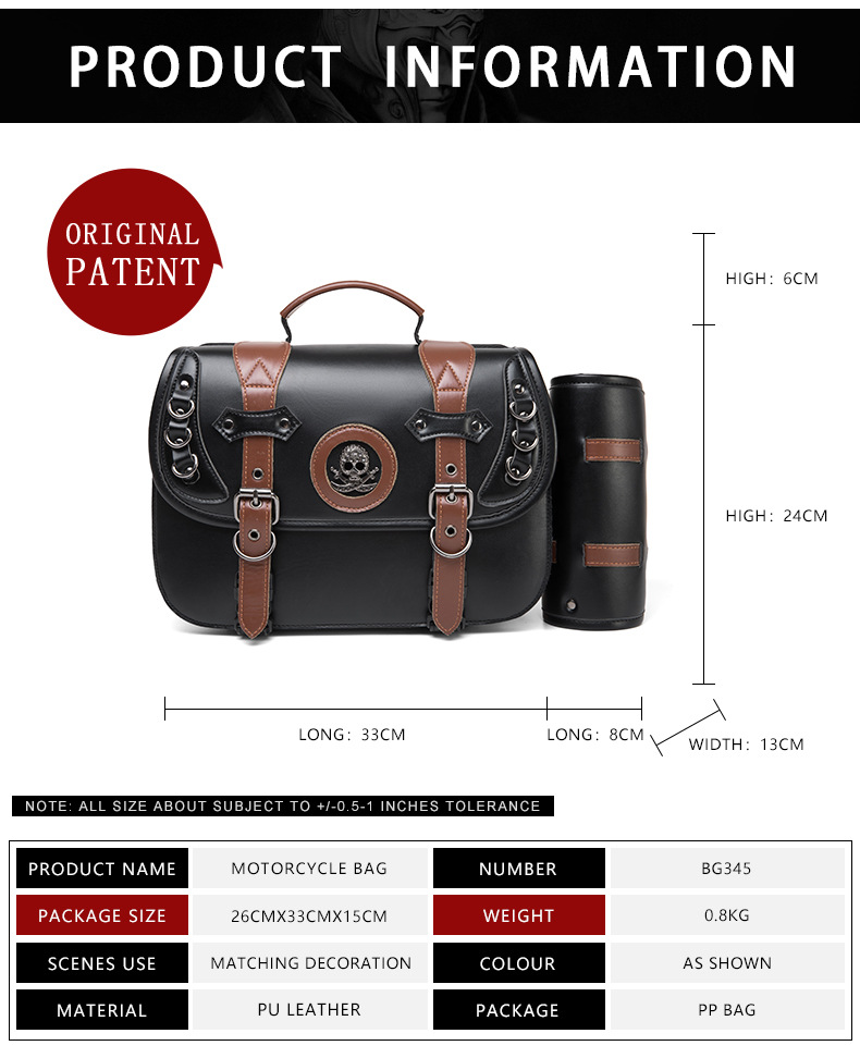 NEW Skull Cafe Racer Touring Riding RTS Motorcycle Accessories Side Saddle Bag Saddlebags Box Panniers