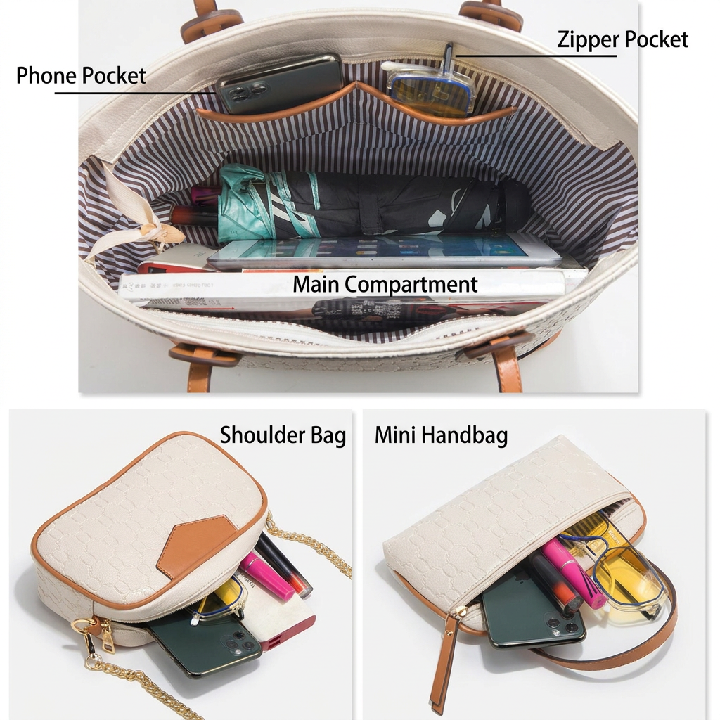 Women's High Quality PU Leather Handbag With Zipper Closure Polyester Cotton Lining Chain Decoration for Spring and Summer